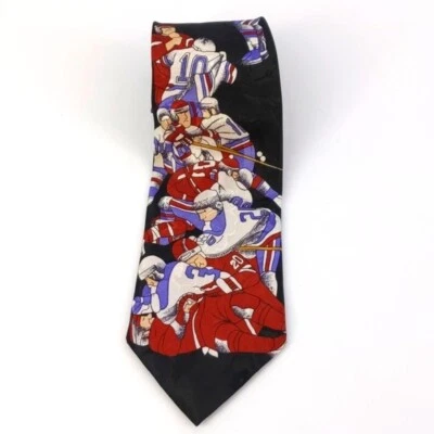 Corbata de cuello vintage con estampado de novedad de hockey sobre hielo de A. Rogers Foto 1 de 4