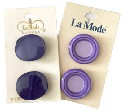 Tarjetas de botón vintage LA MODE - PRECIOSOS BOTONES DE PLÁSTICO DE COLOR PÚRPURA - 2 ESTILOS Foto 1 de 2