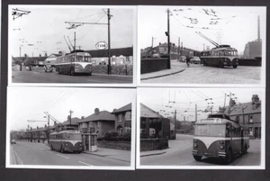 Yorkshire ROTHERHAM trolley bus transport lot x9 c1950-60s? postcard sized photo - Picture 1 of 4