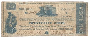 1867 Corporation of Winchester, Virginia 25c Note No.24579 (58804) - Picture 1 of 2