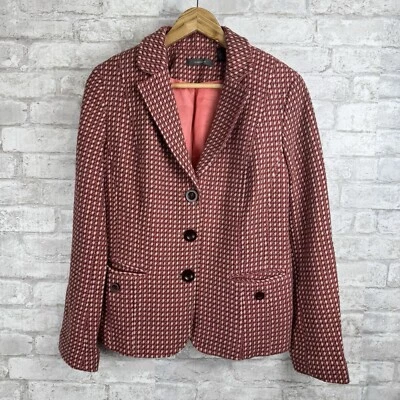 Blazer Traje Chaqueta Ajustada LIZ CLAIBORNE Rosa Coral Lana Angora Tweed Talla 10 Foto 1 de 4