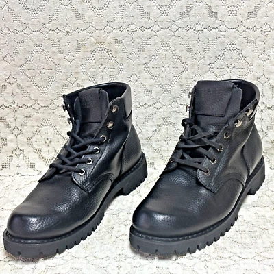 Botas 8 1/2 Motociclista Militar Combate Negro Cuero Completo Para Hombres Marc New York EXC+ Foto 1 de 4