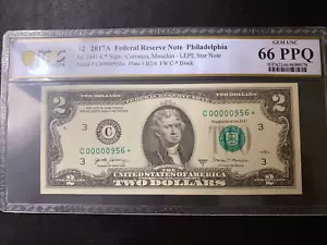 2017 $2 Star Note PCGS 66 PPQ 956* Star Two Dollars 3 Digits Lucky $2 Note HIGH - Picture 1 of 3