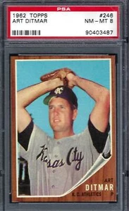 1962 Topps #246 PSA 8 Art Ditmar A's 246 - Picture 1 of 2