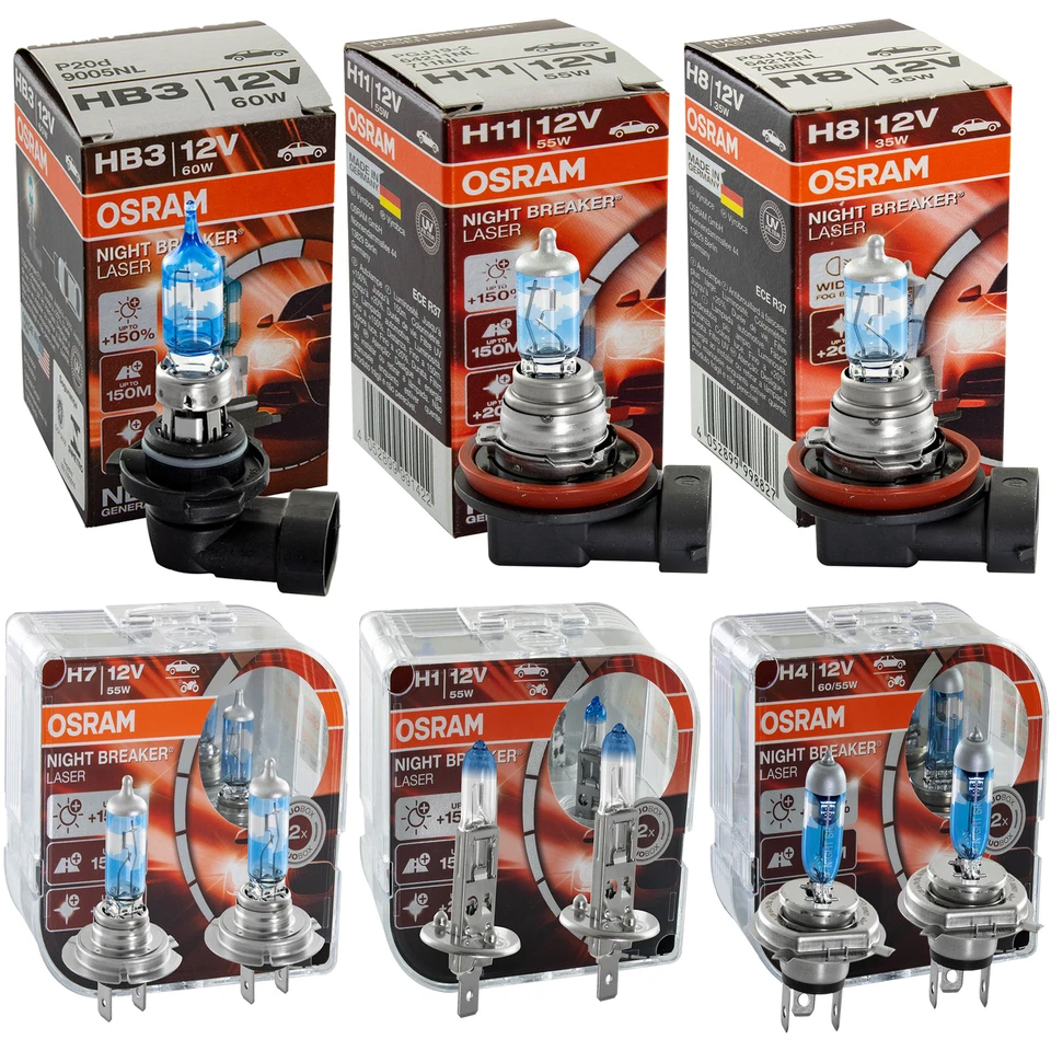 OSRAM NIGHT BREAKER LASER Next Generation H1 H3 H4 H7 H8 H11 HB3 HB4 +150% - Bild 1 von 1