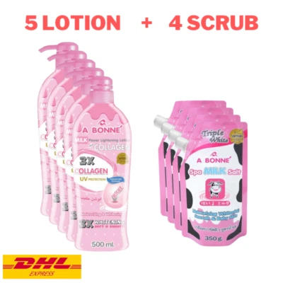 A Bonne Milk Power Plus Collagen Lightening Lotion x5+ Spa Salt Scrub Skin x4 - Image 1 of 4