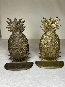 Andrea by Sadek Lot 2 Pair Brass Pineapple Bookends - Picture 1 of 13