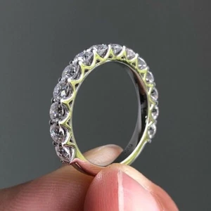 Alianza de boda nupcial de eternidad de diamantes cultivados en laboratorio con certificación IGI de plata de ley 925 - Imagen 1 de 6