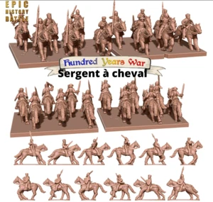 Hundred Years War Sergeants on Horseback Set (3D PRINTED) - Picture 1 of 1