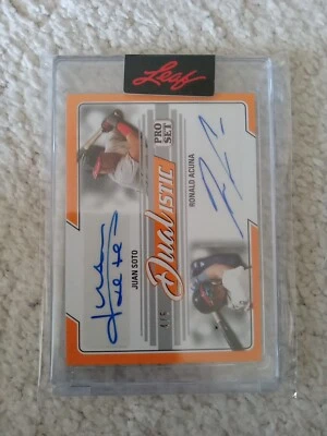 RARE! Juan Soto Ronald Acuna Jr Dual Auto Autograph 2022 Leaf Pro Set Dualistic! - Image 1 of 4