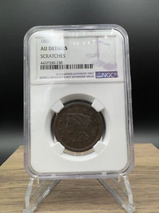 1850 Braided Hair Large Cent 1C NGC AU Details (Excellent Coin!) Ships Free! - Picture 1 of 3