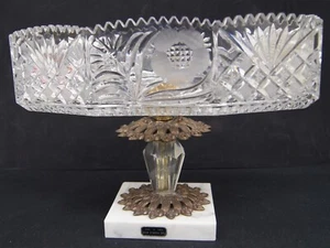 Cuenco con patas de cristal, mármol y latón talla grande 12" ITALIA VINTAGE - Imagen 1 de 6