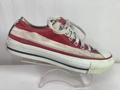 Vintage Converse All Star Low Top bandiera americana stelle e righe taglia 4,5 made in USA - Immagine 1 di 4