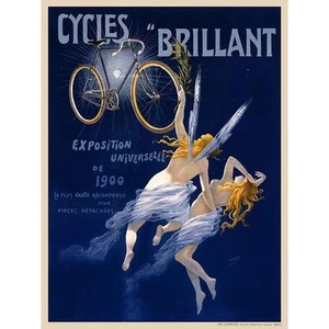Vintage Bicycle Poster Cycles Brilliant CANVAS PRINT 24"X18" - Picture 1 of 1