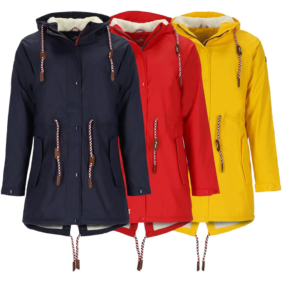 modAS Damen Regenmantel PU Teddyfleece-Futter Regenjacke winddicht wasserdicht - Bild 1 von 1