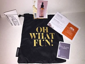 SEPHORA "Oh What Fun" Kordelzugbeutel mit JOSIE MARAN/CLEAN/ORIGINS/PTR Proben - Bild 1 von 12