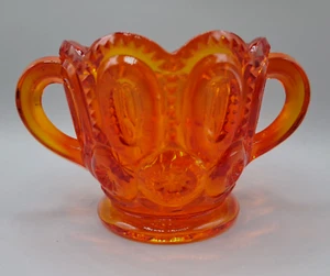 Vintage L.E. Smith Amberina Red Moon & Stars Open Glass Sugar Bowl - Picture 1 of 11