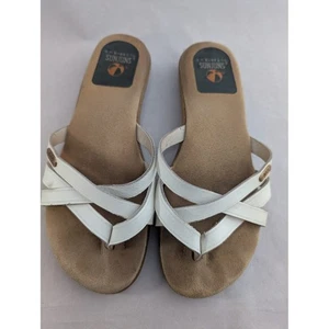 G.H. Bass Sunjuns Sandals Thong Criss Cross White Straps Comfort Size 8M - Picture 1 of 5