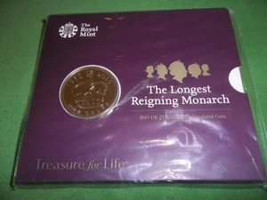 Royal Mint 2015 The Longest Reigning Monarch Stempelglanz £5 Münze - Bild 1 von 2
