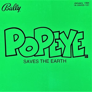 Bally Popeye Saves the Earth Pinball Machine Game Manual Schematics ORIGINAL - Picture 1 of 3