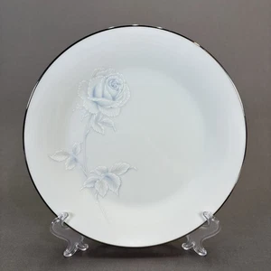 Noritake Virtue Salad Plate 8 1/4" Replacements White Blue Roses Platinum Trim - Picture 1 of 8