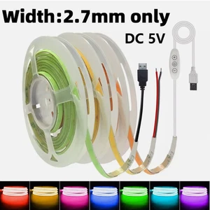 Ultra Thin Bright COB LED Strip Light Flexible Home DIY Lights Lighting USB 5V - Picture 1 of 20