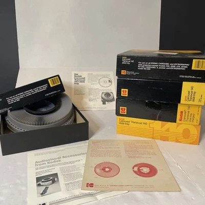 Lot of 5 Vintage Kodak Carousel Transvue 140 Slide Trays Original Box Paperwork - Image 1 of 4