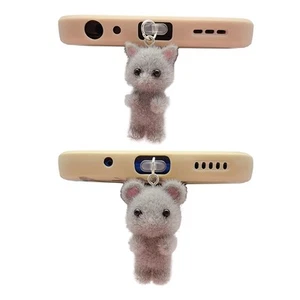 Cute Flocking Cat Mouse Phone Dust Plug For IPhone Samsung Type-C Charging Port - Zdjęcie 1 z 24