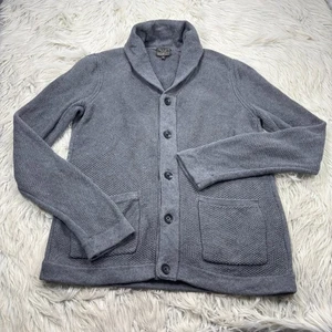 Rag & Bone Men's M Gray Honeycomb Knit Shawl Collar Button Cardigan Preppy - Picture 1 of 5