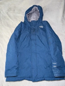 THE NORTH FACE 550 HyVent Girls Blue Puffer Hood Warm Down Jacket Size XL - Picture 1 of 9
