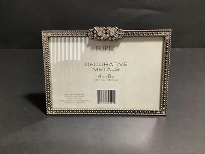 FURIO Decorative Metals Picture Frame 4" x 6" Rhinestones Silver Metal New - Image 1 of 2