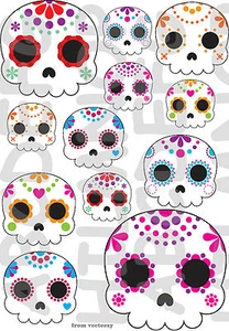 12 ADESIVI AUTO TESCHI FIORI MESSICANI TUNING STICKERS MEXICAN SKULL IMPERMEABIL - Picture 1 of 1