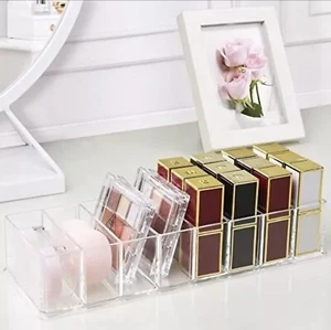 8 Grid Clear Organizer Cosmetic Makeup Case Lipsticks Display Holder Box Lot 2 - Picture 1 of 9