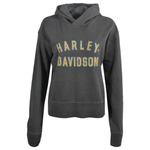 Harley-Davidson Women's Hoodie Blackened Pearl Racer Font Neck Pullover (S04) - Picture 1 of 4