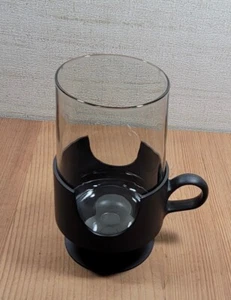 1 Vintage Glas-Snap by Corning 12oz Tumbler w/ Blk Plastic Holder Hot/Cold 1970s - Picture 1 of 7