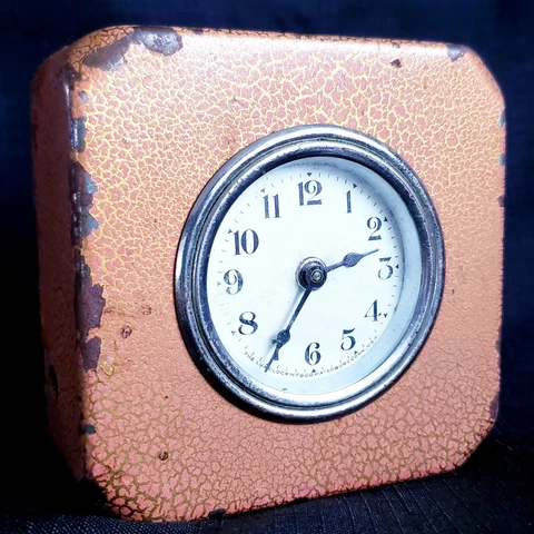 Antique Lux Clock Company 30-hour Coin Actuated **Not Working** Clock Bank W/Key Cover