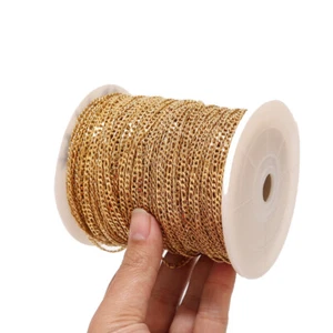 10meters/ROLL Stainless Steel Gold Chain 3mm Width Figaro Link Chain Findings - Picture 1 of 6