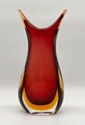 Murano Sommerso Flavio Poli Glass Vase Red Mid Century 60s Vintage Italy Old