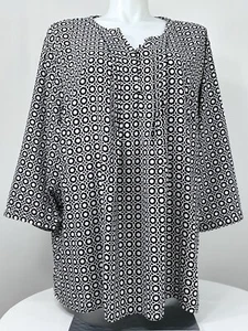 Croft & Barrow Womens Blouse Plus Size 5X Black and White Color - Picture 1 of 17