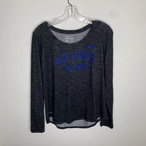 Nike Womens L Athletic Cut Dri-Fit Grey/Blue Air Force Falcons Long Sleeve Shirt - Picture 1 of 7