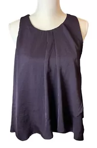 Banana Republic Sleeveless Layered Blouse Women's Size Small Deep Purple Lined - Picture 1 of 14