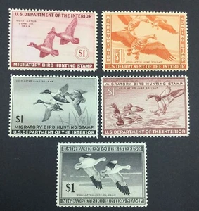MOMEN: US STAMPS #RW10-RW14 DUCK MINT OG NH LOT #74304 - Picture 1 of 2