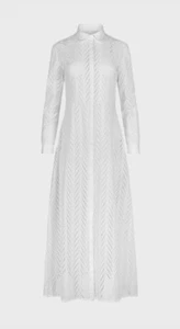 Anne Fontaine Rare Gascogne Lace Maxi Long Sleeve Button Down Shirt Dress 12 - Picture 1 of 9