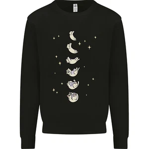 Cat Moon Cycles Phases Full Supermoon Kids Sweatshirt Jumper - Picture 1 of 3