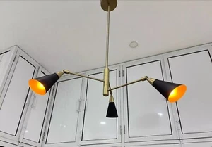 Stilnovo Style Chandelier 3 Arms Lights Mid Century Fixture Italian Light Lamp - Picture 1 of 7