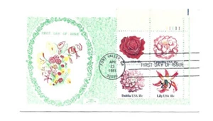 1876-79 Flowers, Colonial, plate block FDC - Picture 1 of 1
