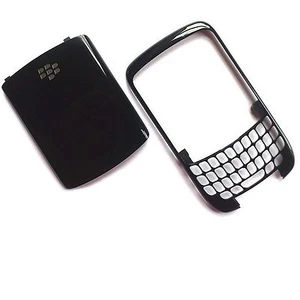 Blackberry 8520 Curve front fascia housing+rear battery cover Black Genuine - Picture 1 of 1