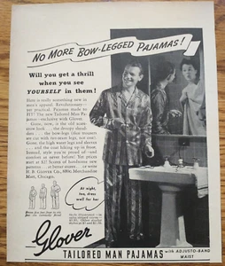Glover Tailored Man Pajamas No More Bow-Legged Pajamas 1940 Print Ad - Picture 1 of 3