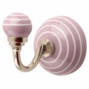 Conjunto De 2 Cerámica Hecha a Mano Rayas Gancho Pared Percha Soporte Hogar Deco - Imagen 1 de 4