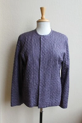 Chaqueta EILEEN FISHER Silenciosa Púrpura Acolchada SEDA CIERRE MAGNÉTICO PRECIOSA M Foto 1 de 4